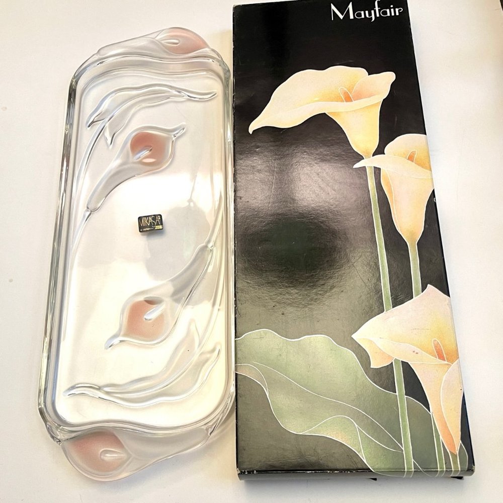 MIKASA Mayfair vintage (Pink Frosted Accents) Canape Tray 16"New in original box